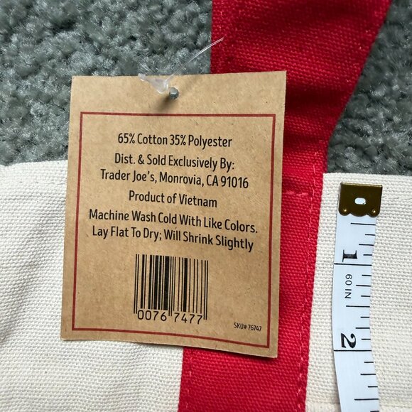 NWT Trader Joe's Limited Edition Mini Canvas Tote Bag Red - Picture 4 of 4